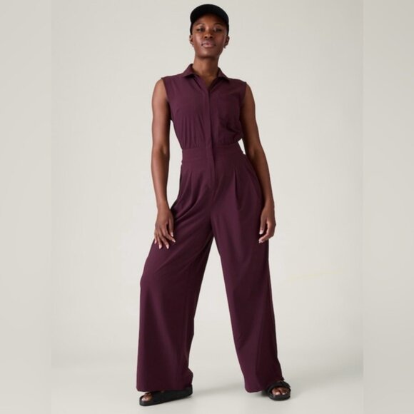 Athleta Brooklyn Heights Wide Leg Jumpsuit // Spiced Cabernet - Picture 6 of 11